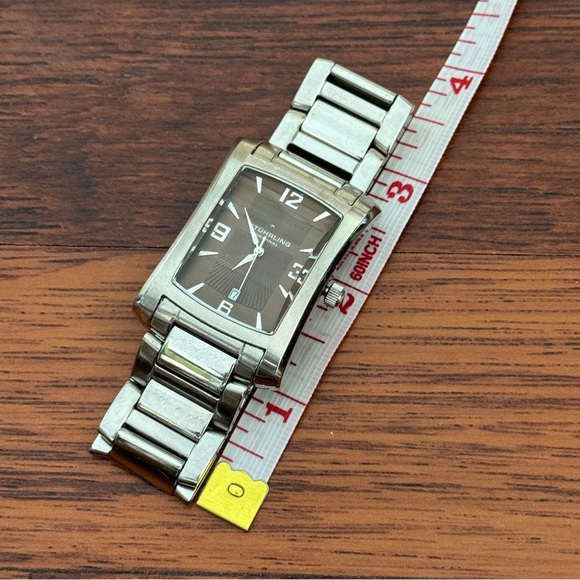STUHRLING Stainless Steel Watch Bronze Rectangular - Picture 7 of 7